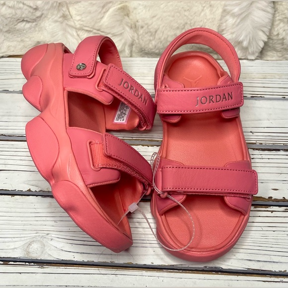 NEW Size 8 Jordan Deja Sandals PINK Salt Metallic Silver Chunky Leather AJ13 - Picture 1 of 11